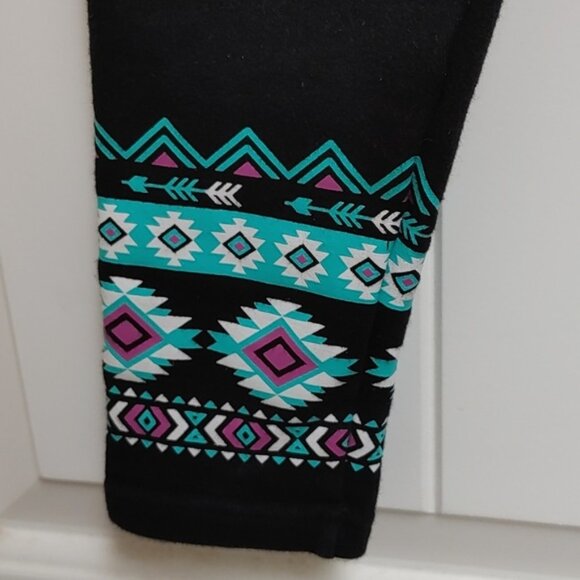 3/$25 Children black leggins pants with turquoise pattern - Picture 3 of 7